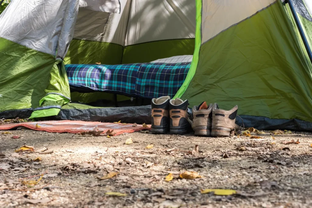 Boots outside tent
