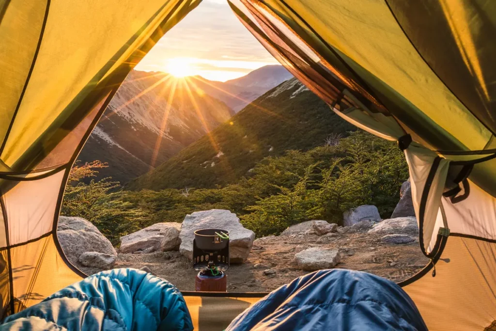 Tent sunrise view